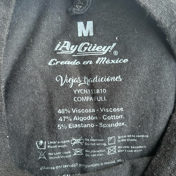 Ay Guey! Skeleton /Felt Overlay TShirt  Medium - Picture 8 of 8